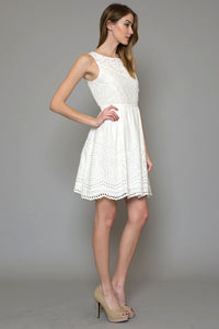 Lace Trim Neck and Knee Lining Dress