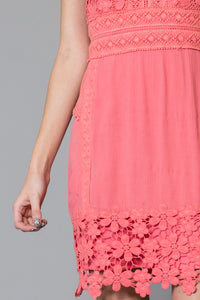 Lace Trim Neck and Knee Lining Sheath Dress