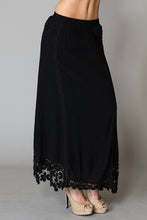 Lace Trim Lining Elastic Waistband Maxi Skirt