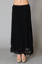 Lace Trim Lining Elastic Waistband Maxi Skirt
