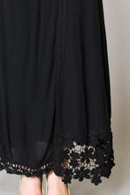 Lace Trim Lining Elastic Waistband Maxi Skirt