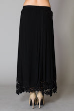 Lace Trim Lining Elastic Waistband Maxi Skirt