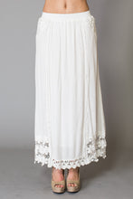 Lace Trim Lining Elastic Waistband Maxi Skirt