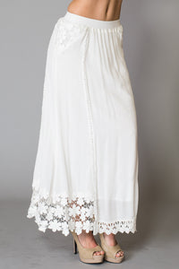 Lace Trim Lining Elastic Waistband Maxi Skirt