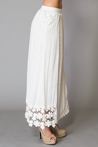 Lace Trim Lining Elastic Waistband Maxi Skirt