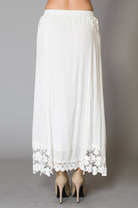Lace Trim Lining Elastic Waistband Maxi Skirt