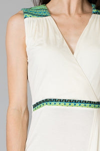 Jacquard Trim Detail Knit Wrap Dress