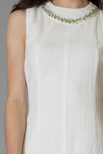 Jewel Stone Detail Neckline Texture Dress
