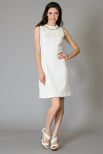 Jewel Stone Detail Neckline Texture Dress