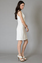 Jewel Stone Detail Neckline Texture Dress