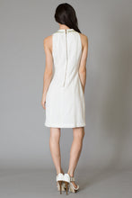 Jewel Stone Detail Neckline Texture Dress
