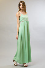 Top Emroidery Lace Trim Neck Lining Maxi Dress