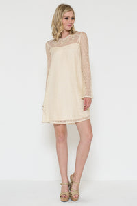 Long Sleeve Lace and Bead Embroidery Dress