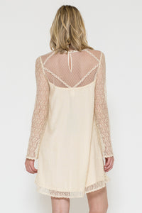 Long Sleeve Lace and Bead Embroidery Dress