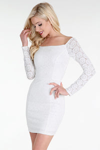 Snow White Sequined Lace Off Shoulder Dress