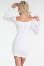 Snow White Sequined Lace Off Shoulder Dress
