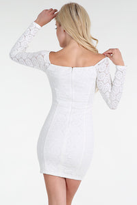 Snow White Sequined Lace Off Shoulder Dress
