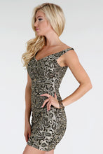 Metallic Gold Embroidery Short Dress