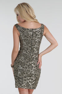 Metallic Gold Embroidery Short Dress