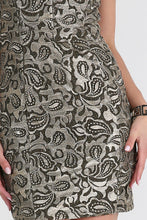 Metallic Gold Embroidery Short Dress