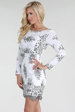 Long Sleeve Metallic Embroidered Dress