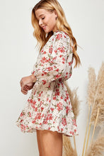 Ivory Floral Floral Print Ruffled Mini Skirt
