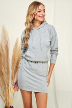 Light Grey Solid Hoodie Midi Dress