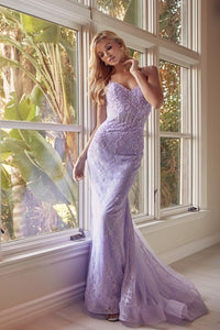 Light Purple Embellished Lace Mermaid Dress