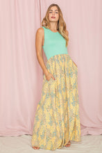 Mint Yellow Meadow Floral Print Maxi Dress