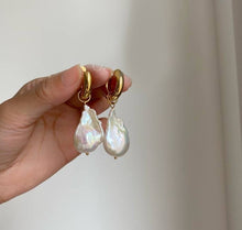 18K Gold Baroque Pearl Huggie Earrings