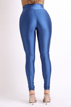 Classic Blue Nylon Spandex Zipper Leggings