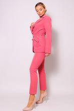 Cinnamon Belted Blazer & Pants Suit Set
