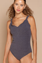 Charcoal Designed In V-neck Bodysuit