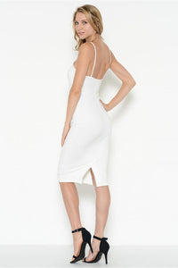 Deep Neck Fitted Midi Dress