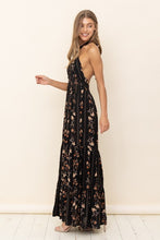 Black Floral Maxi Dress With Ruffle Details