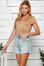 Brown Crew Neck Short Sleeve Double Layered Bodysuit