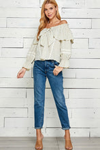 Ivory Floral Print Tie Detailed Off Shoulder Top