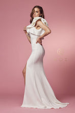 White One Shoulder Ruffle Overlay Trumpet Long Gown
