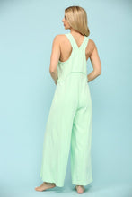 Mint Cotton Sleeveless Detail Line Wide Jumpsuit