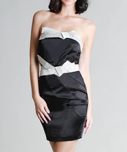 Black Satin Bow Tie Tube Dress