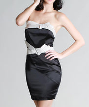 Black Satin Bow Tie Tube Dress