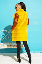 Mustard Long Furry Tiered High Neck Puffer Vest