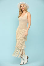 Natural Knit Layered Fringe Long Dress