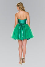 Green Strapless Sweetheart Tulle Short Dress With Pleated Bodice