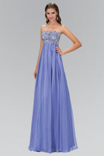 Blue Empire Strapless Chiffon Long Dress
