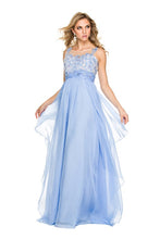Light Blue Lace Applique Evening Dress