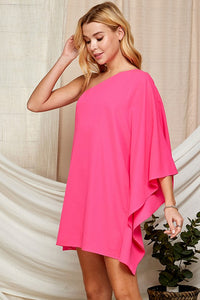 Pink Summer One-shoulder Dress