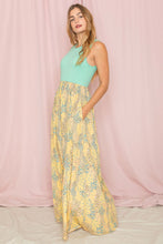 Mint Yellow Meadow Floral Print Maxi Dress