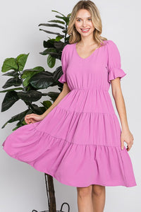 Pink Soft Summer High Waist Short Dress