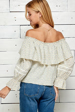 Ivory Floral Print Tie Detailed Off Shoulder Top